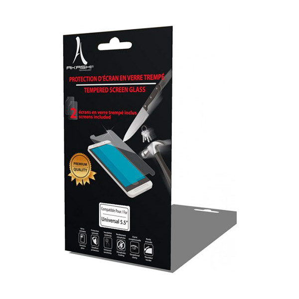 2 protections d'écran en verre trempé universel 5.5" 