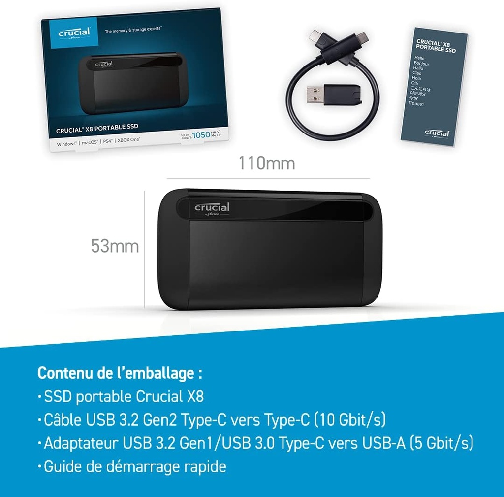 Disque SSD externe USB 3.2 1To